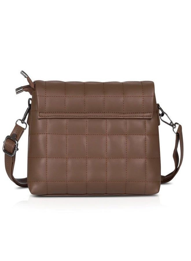 كاتشي حقيبة يد نسائية جذابة من الجلد الصناعي البني مع إغلاق مغناطيسي - Image 3